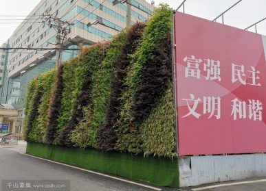 漢口火車站財神廣場植物牆，流線型景觀，清新簡約